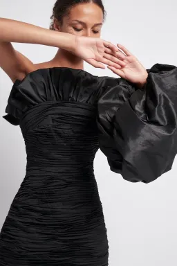 Aje Allegro Tucked Puff Dress Black Size 8  for rent on The Volte - image 4