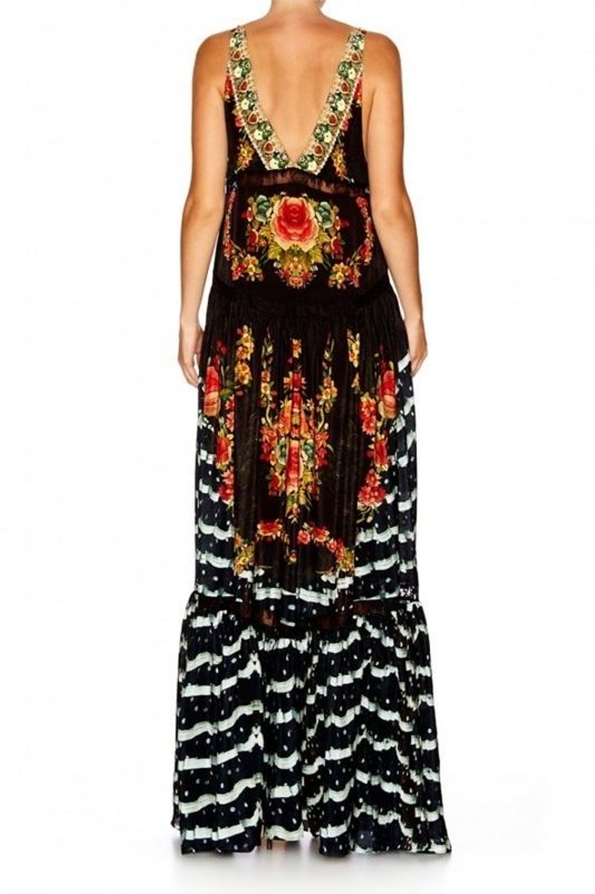 Camilla Lift the Veil Tiered Gathered V-Neck Dress Print Size 8 - Image 4