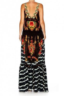 Camilla Lift the Veil Tiered Gathered V-Neck Dress Print Size 8 for rent on The Volte - image 4