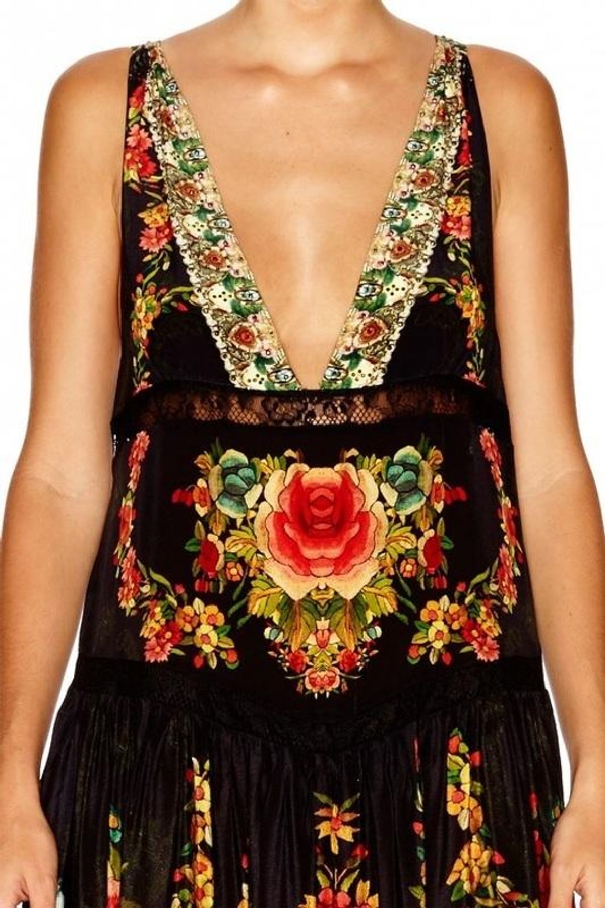 Camilla Lift the Veil Tiered Gathered V-Neck Dress Print Size 8 - Image 5