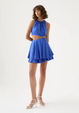 Aje Holt Cut Out Ring Mini Dress Blue Size 8  for rent on The Volte - image 1