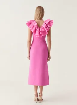 Aje Transcendent Ruffle Midi Dress Cerise Pink Size S / AU 8 for rent on The Volte - image 3