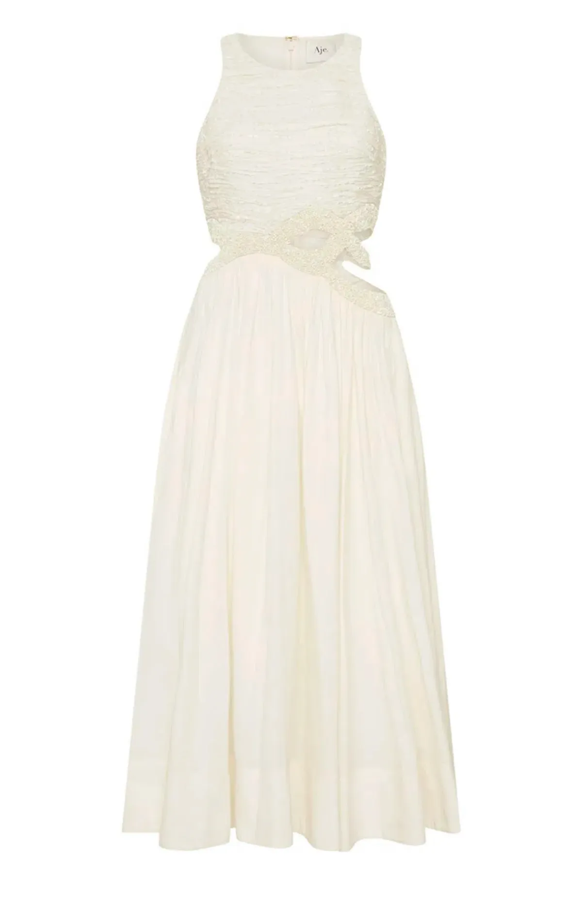 Aje New Catara Sequin Midi Dress Ivory Size 16 - Image 5