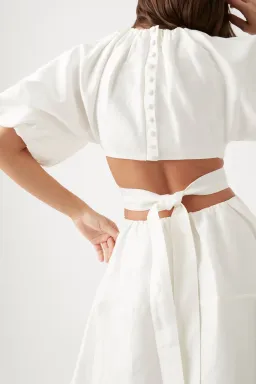 Aje Mimosa Cut Out Midi Dress Ivory Size 16 for rent on The Volte - image 5