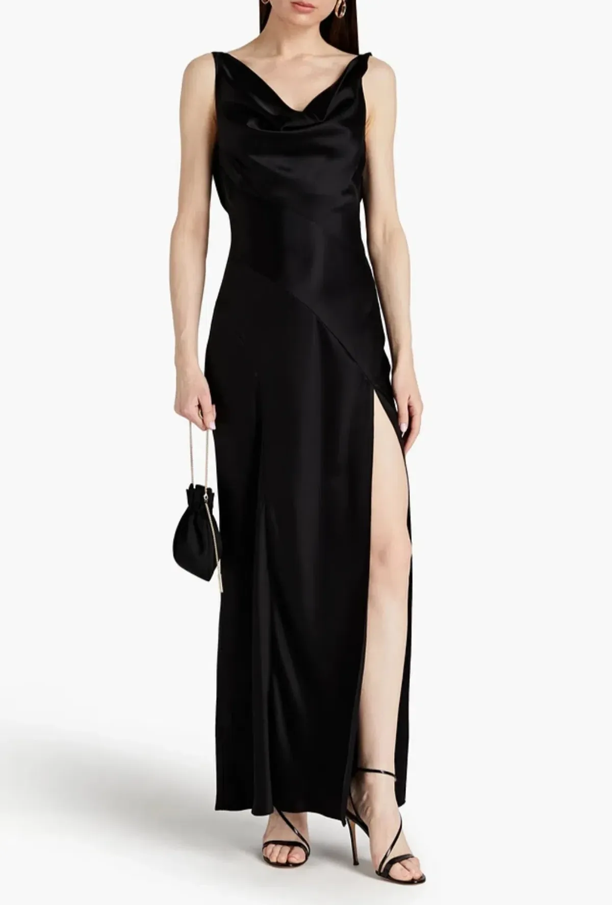 Nicholas Alfina Draped Satin Gown Black Size S / AU 8 - Image 1