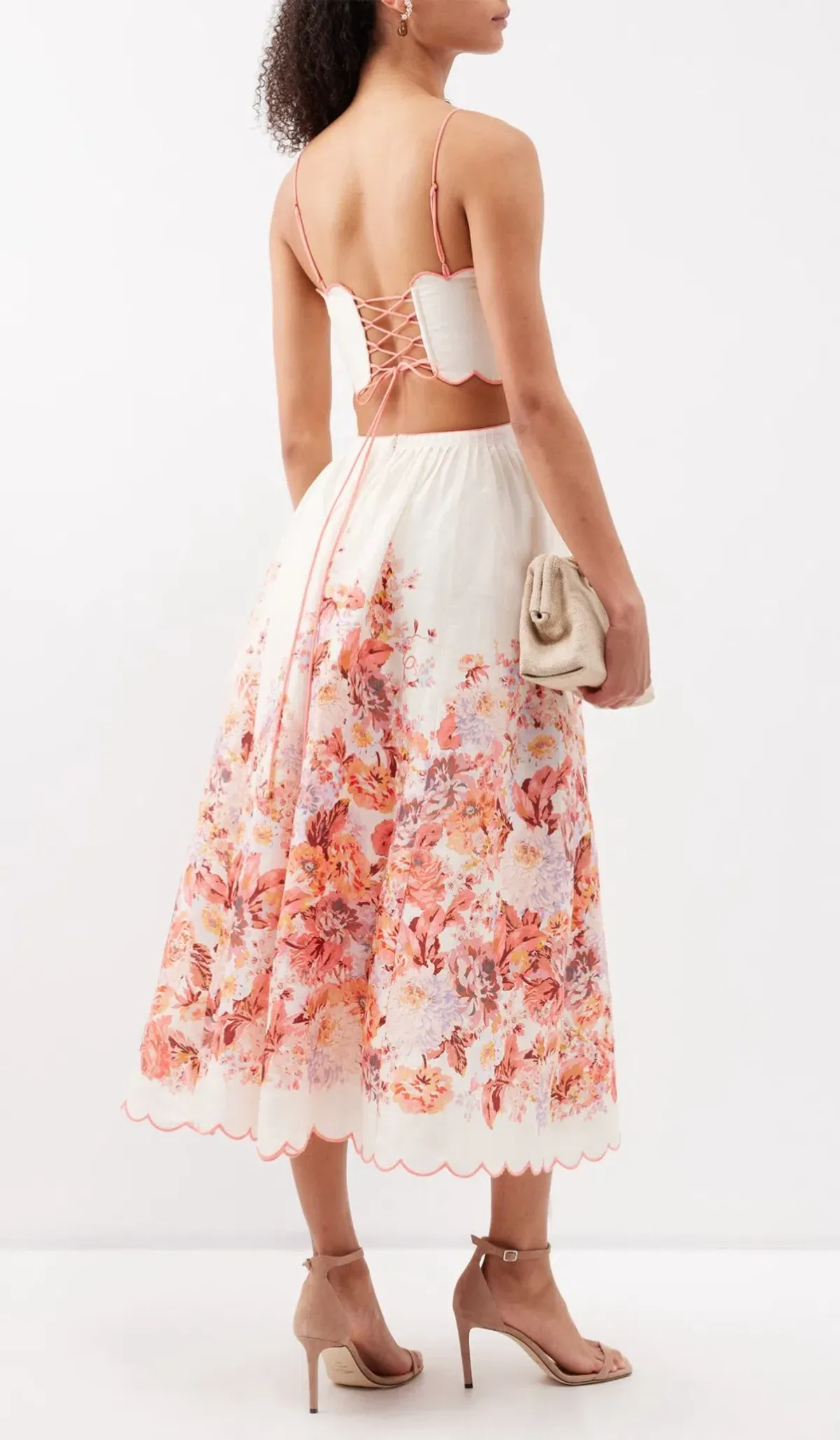 Zimmermann Devi Scallop Midi Dress Cream Floral Size 2 / AU 12 - Image 4