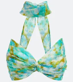 Zimmermann High Tide Twist Crop Bodice Size 3 / AU 14 & Maxi Skirt Size 2 / AU 12 Set in Aqua Ikat Floral for rent on The Volte - image 9