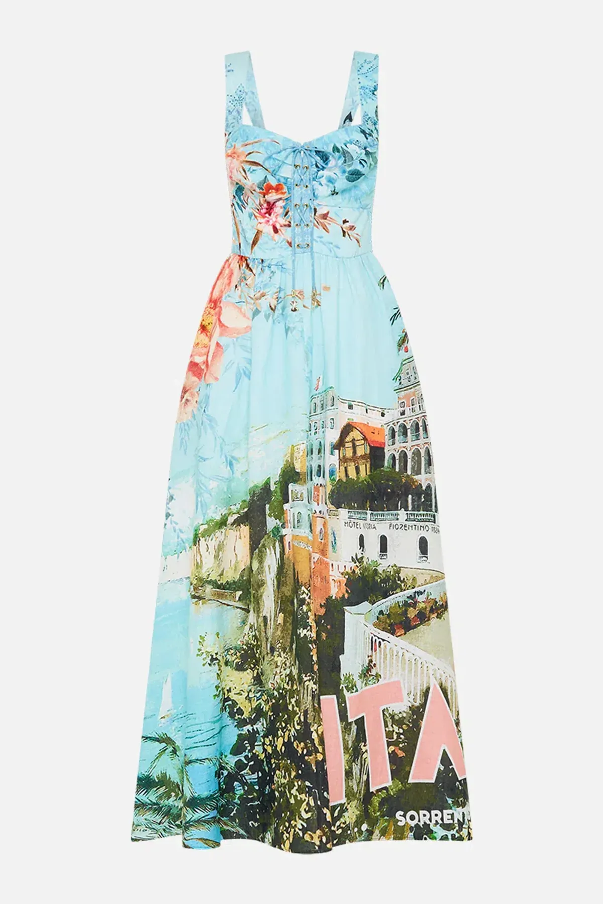 Camilla Eyelet Bustier Dress in From Sorrento With Love Print Size S / AU 10 - Image 4