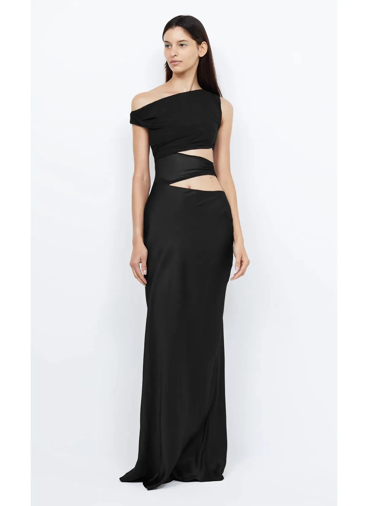 Bec and Bridge Whorl Asym Cut Out Asymmetrical Maxi Dress in Black Size 8 - Image 1