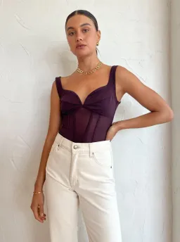 Viktoria and Woods Theta Bustier Corset Top in Oxblood Deep Burgundy Size 1 /AU 8 for rent on The Volte - image 1