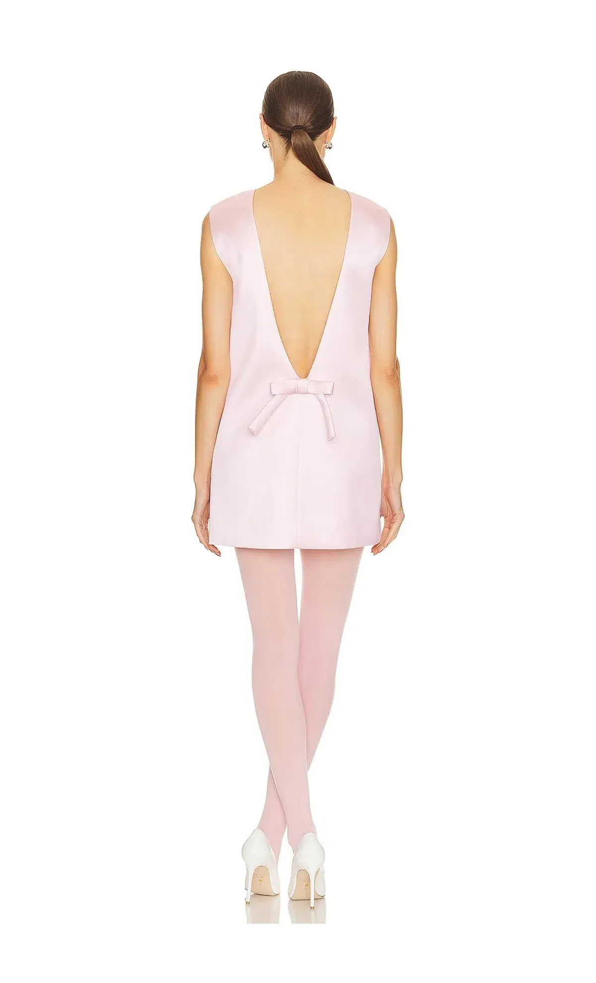 Helsa Heavy Satin Backless Bow Mini Dress Pink Size 6  - Image 3