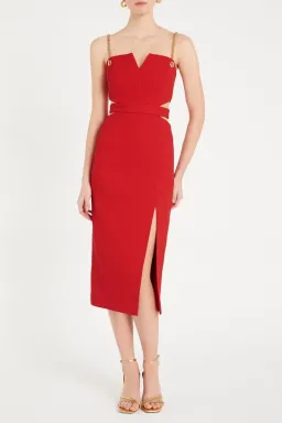 Rebecca Vallance Scarlett Chain Midi Dress Red Size 8 for rent on The Volte - image 1