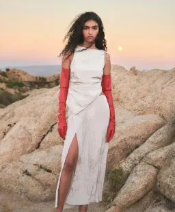 Sir The Label Ligera Open Back Top and Wrap Midi Skirt Set Silver Size AU 8 for rent on The Volte - image 4