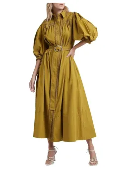 Aje Casablanca Midi Dress Olive Green Size AU 10  for rent on The Volte - image 1