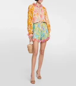 Zimmermann Raie Long Sleeve Playsuit Spliced Size 0 / AU 8  for rent on The Volte - image 1