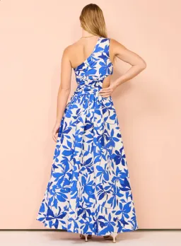 Shona Joy Bleue Asymmetrical Cut Out Maxi Dress Ivory/Aqua Size 12 for rent on The Volte - image 3