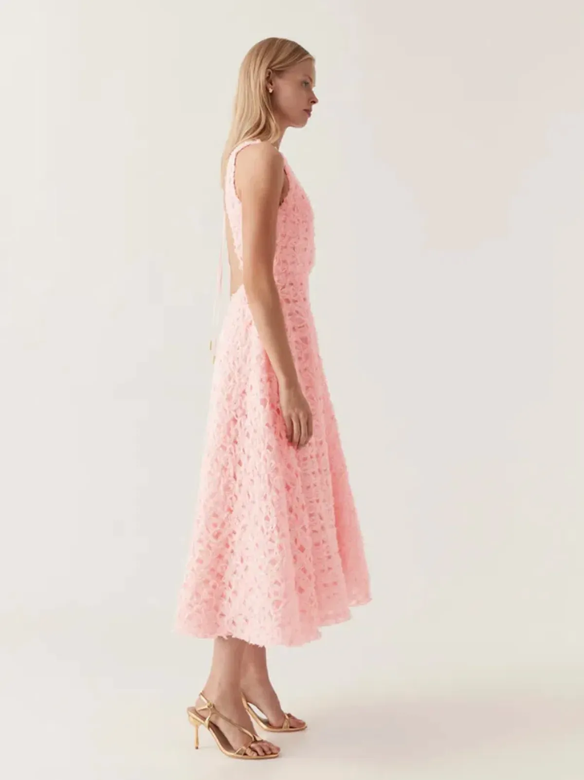 Aje Quintette Backless Midi Dress in Soft Pink Size 8 - Image 2