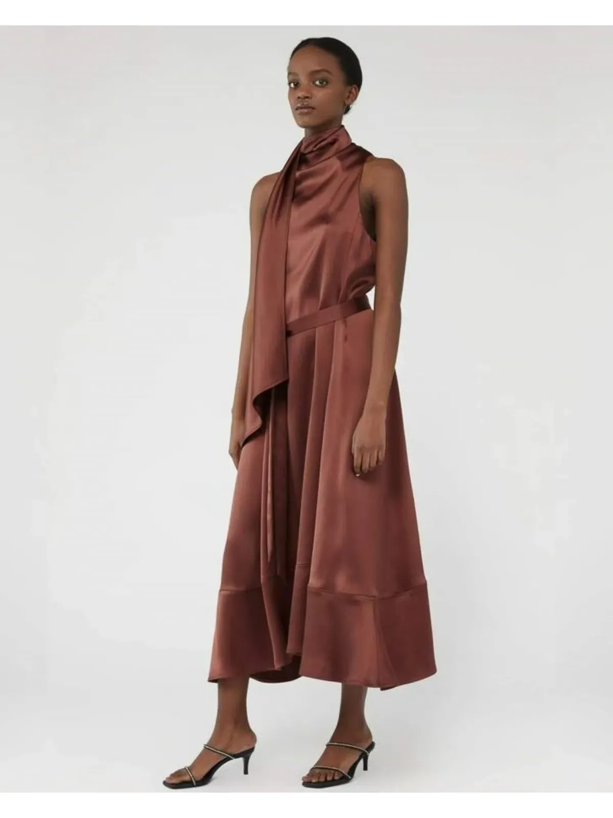Camilla and Marc Cannes Satin Dress In Cinnamon Size AU 12 - Image 1