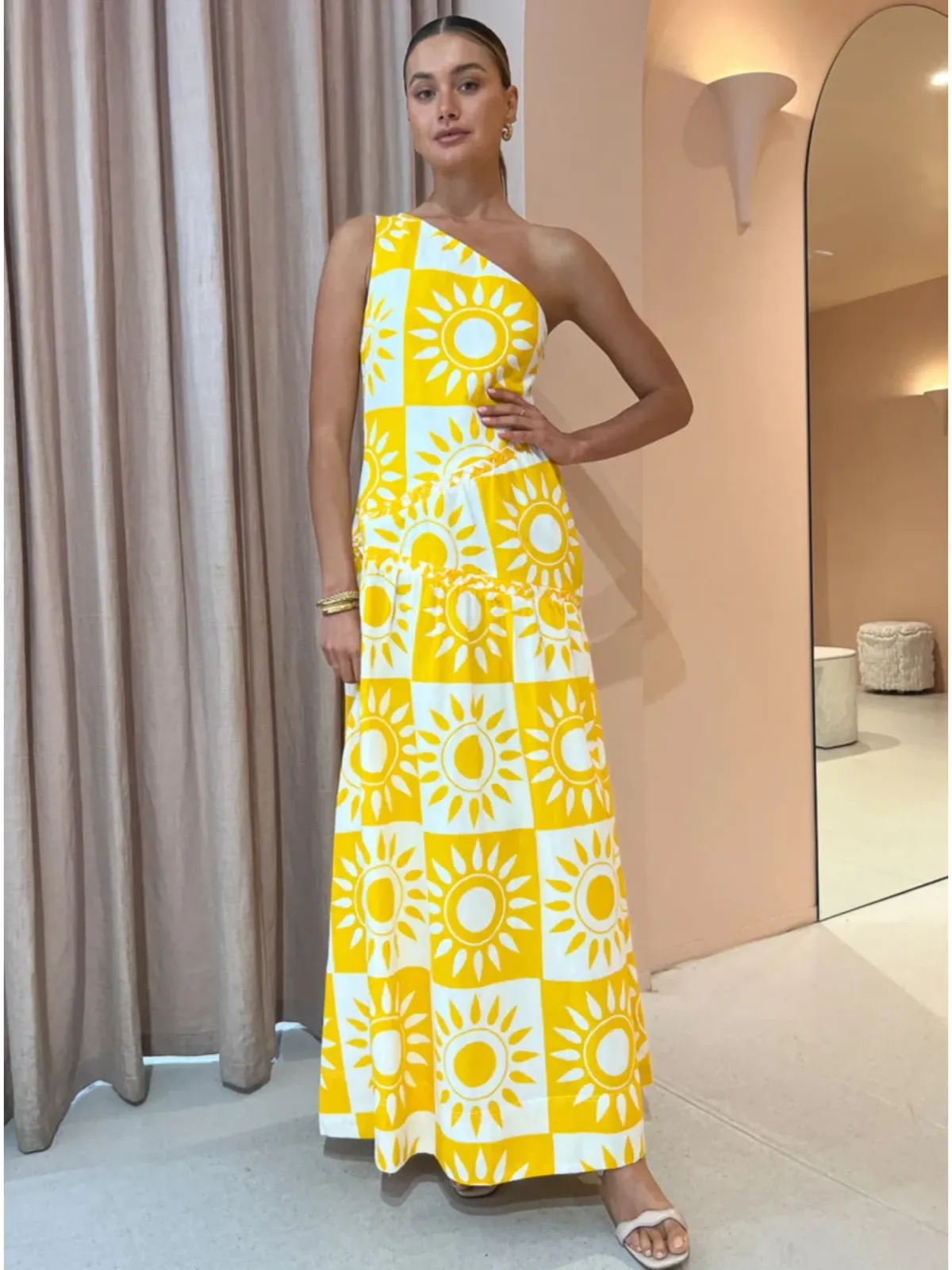 By Nicola Goldie One Shoulder Maxi Dress in Large Sol Size 12 - Image 1