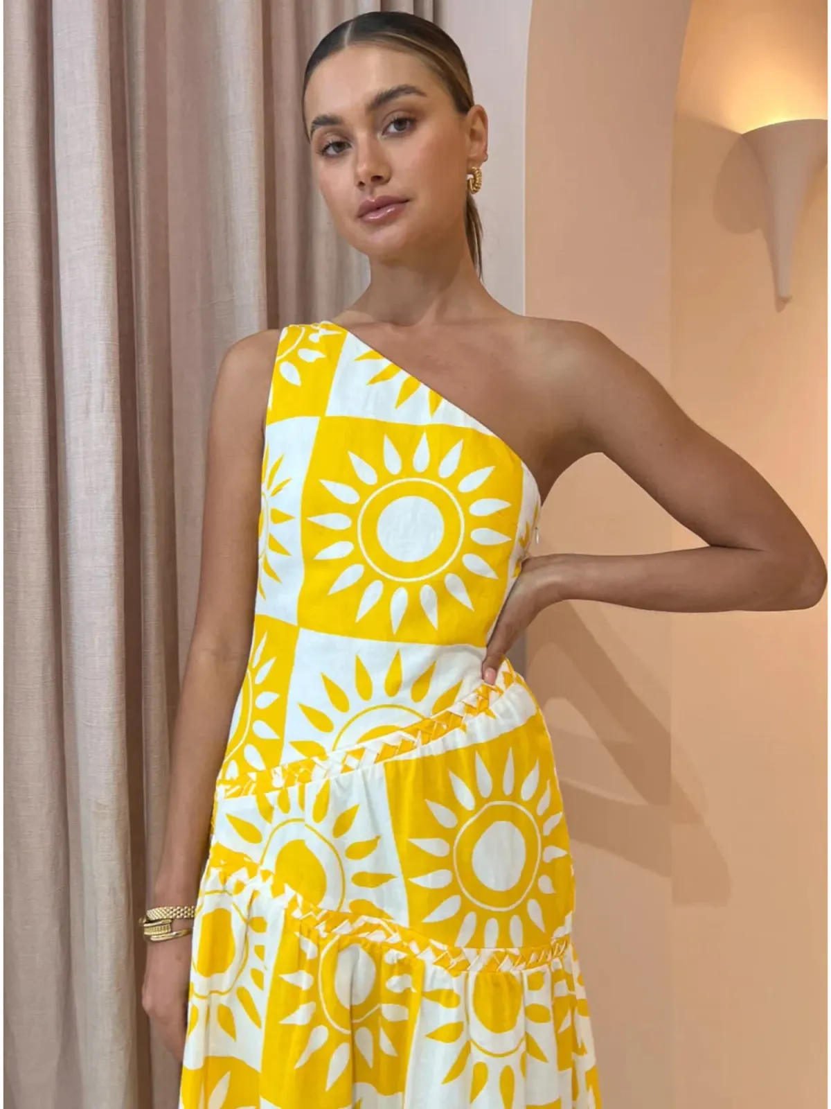 By Nicola Goldie One Shoulder Maxi Dress in Large Sol Size 12 - Image 3