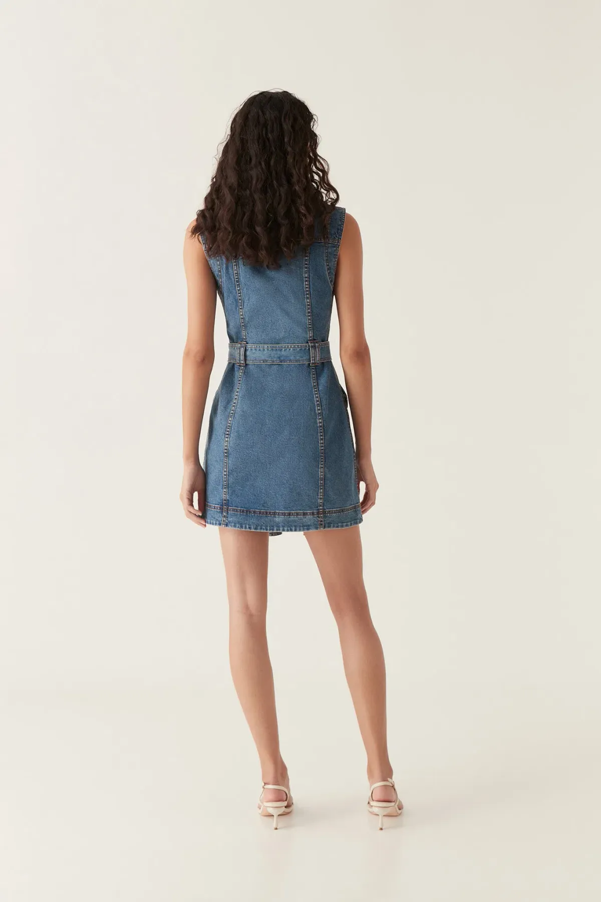 Aje Balance Denim Mini Dress 90's Wash Size AU 12 - Image 4
