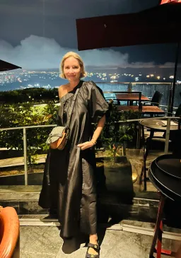 BLACK ArtClub by Heidi Middleton One Shoulder Silk Aster Midi Dress Black Size OS for rent on The Volte - image 1