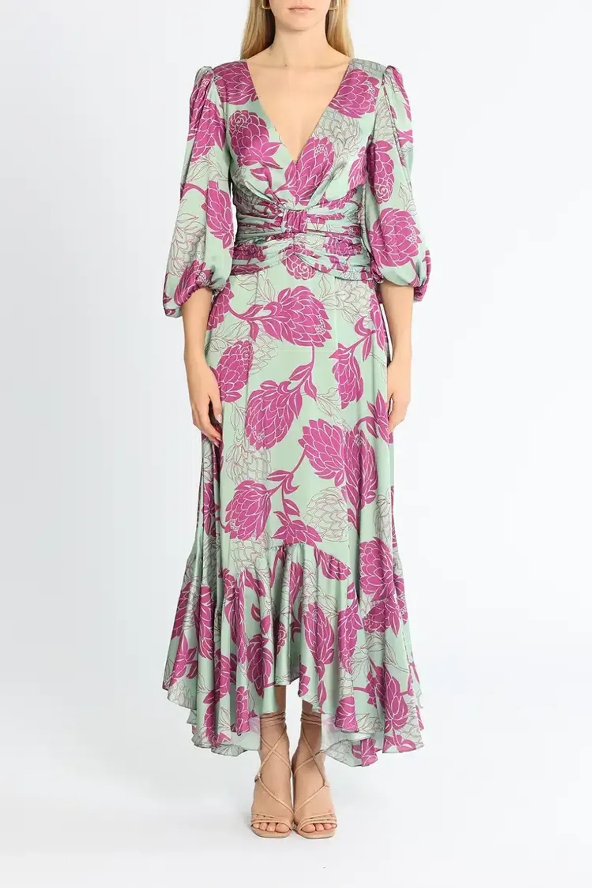 PatBo Celia Print Dress in Aqua Size 8 - Image 1