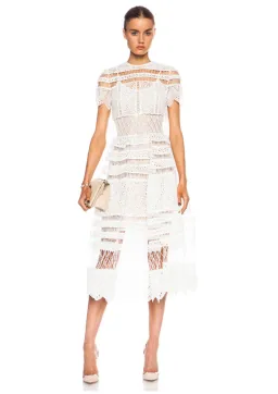 Zimmermann Riot Eyelet Bell Nylon Blend Midi Dress White Size 0 / AU 8 for rent on The Volte - image 1
