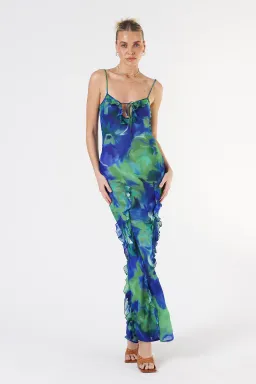 Isabelle Quinn Kyra Ruffle Maxi Dress Pacific Pansie Size 8 for rent on The Volte - image 3