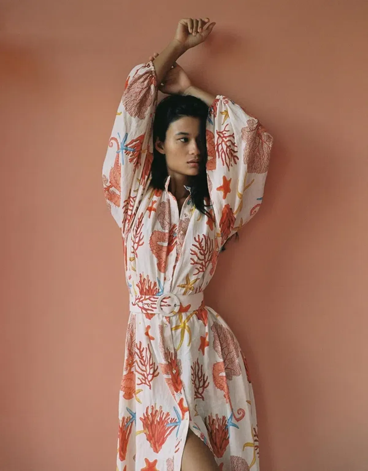 Palm Noosa Noddy Dress Coral Print Size 12 - Image 3