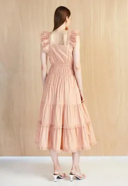 Magali Pascal Jeanette Midi Dress in Peach Size 8 for rent on The Volte - image 2