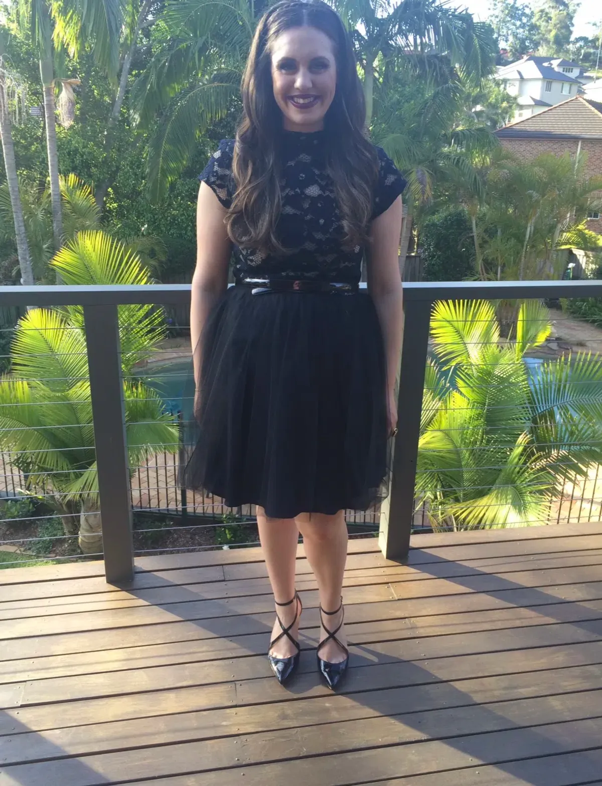 Cue Floral and Tulle Dress Black Size 14 - Image 2