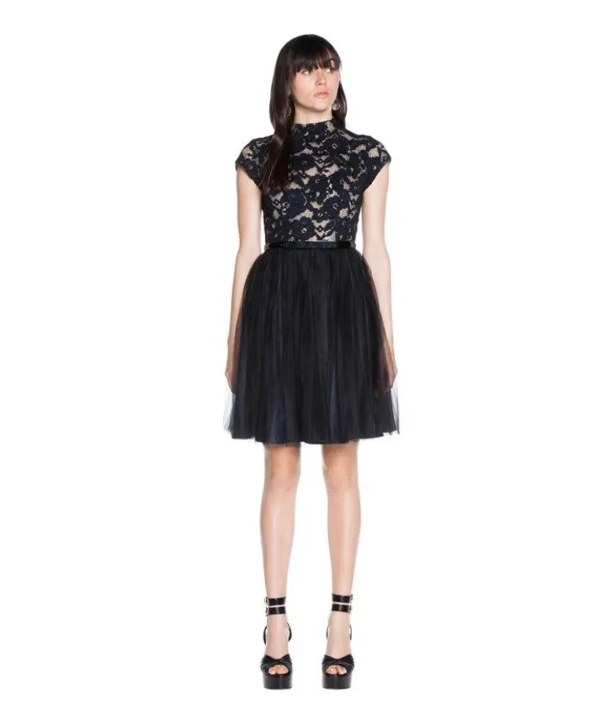 Cue Floral and Tulle Dress Black Size 14 - Image 1