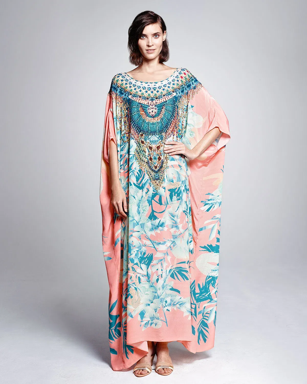 Camilla Frank Silk Garden of Dreams Round Neck Kaftan Print Size One Size - Image 1