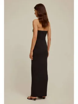 Venroy Draped Cutaway Strapless Dress Black Size AU 10 for rent on The Volte - image 4