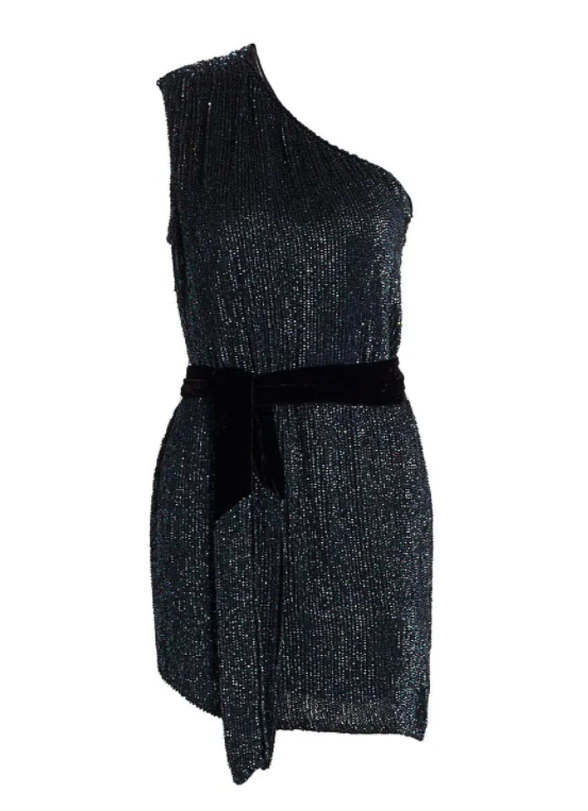 Retrofête Ella One Shoulder Sequin Mini Dress Metallic Black Size 10 - Image 3