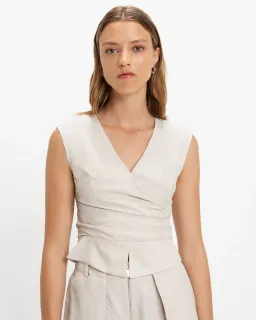 Cue Faux Wrap Top Stone Size 12 for rent on The Volte - image 3