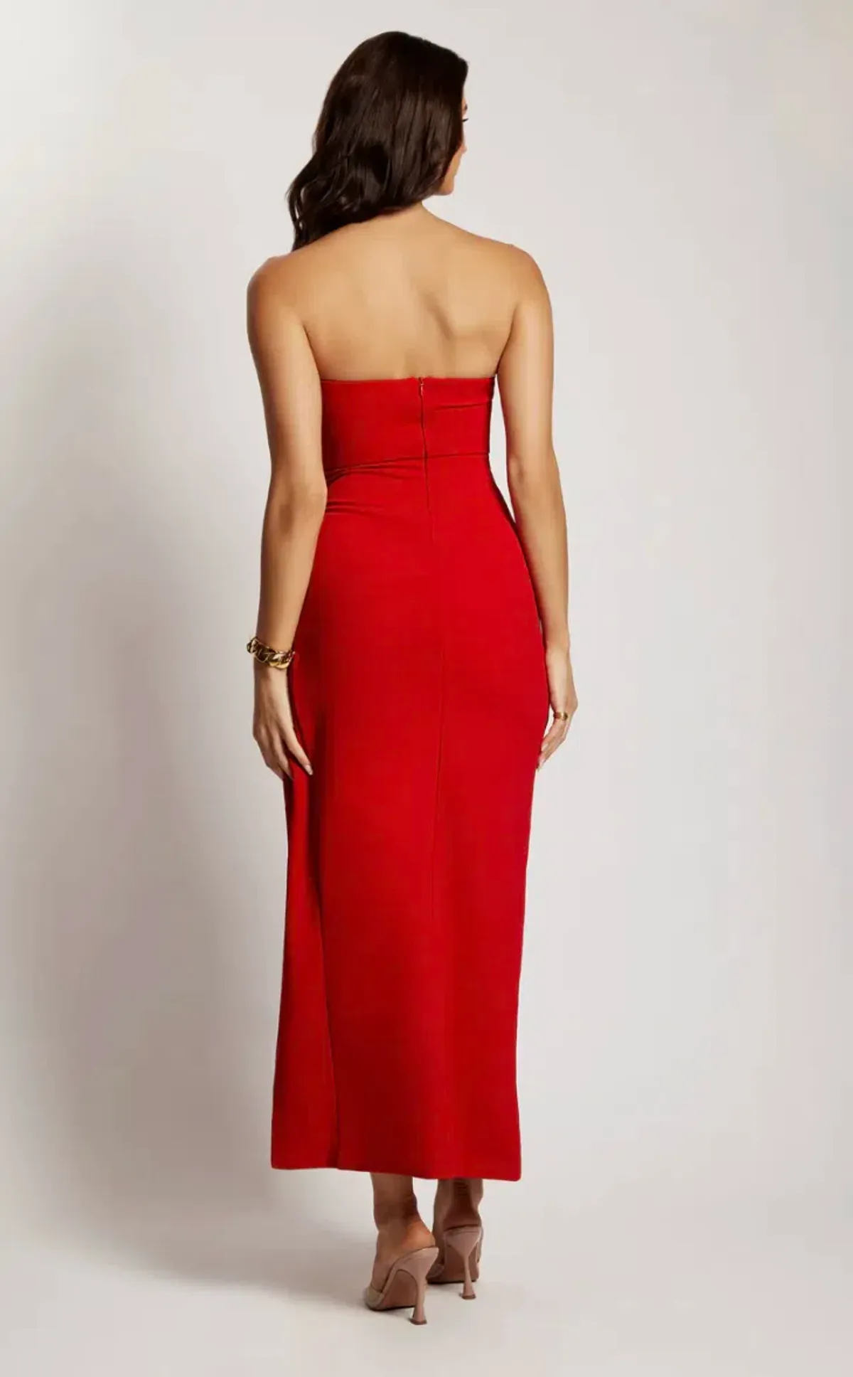 Meshki Rachel Maxi Split Front Dress Red Size L/Au 12 - Image 3