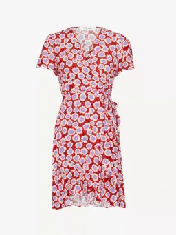 Diane Von Furstenberg Estrella Wrap Dress Red Floral Size 8  for rent on The Volte - image 2