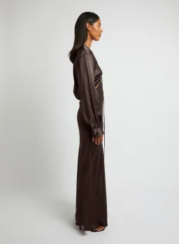 Christopher Esber Triquetra Front Tie Shirt Dress in Cocoa Size AU 8 for rent on The Volte - image 3