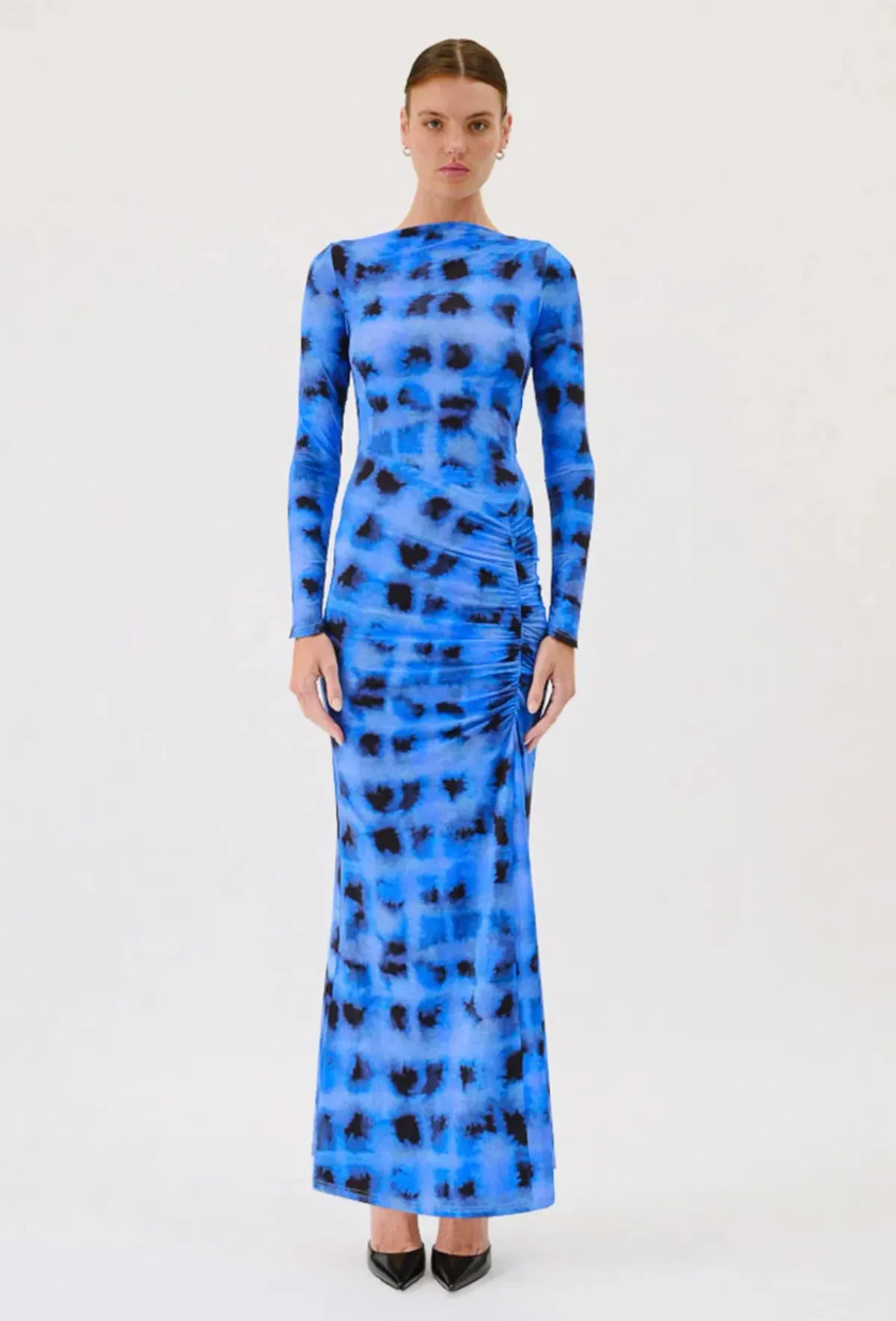 Suboo Shibori Long Sleeve Ruched Maxi Dress Blue Size S / AU 8 - Image 1