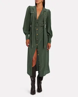 Zimmermann Silk Tie Midi Dress Green Size 8 for rent on The Volte - image 1