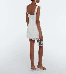 Self Portrait Crystal Embellished Mini Dress White Size 8 for rent on The Volte - image 3
