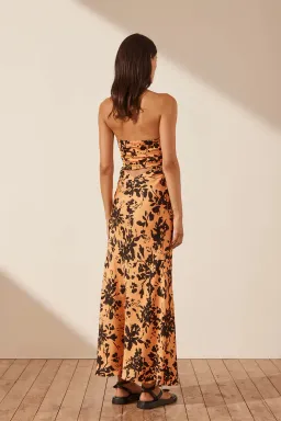 Shona Joy Solare Strapless Cut Out Ruched Midi Dress Floral Size 6 for rent on The Volte - image 3