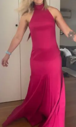 Sass & Bide Halter Neck Sleeveless Long Dress Fuchsia Size 8 for rent on The Volte - image 3