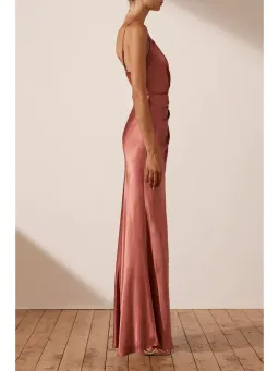 Shona Joy La Lune Cross Draped Maxi Dress in Terracotta Size AU 10 for rent on The Volte - image 2