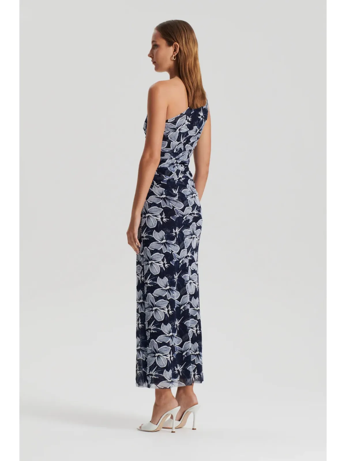 Scanlan Theodore Italian Floral Mesh Dress Navy Size AU 6 - Image 3