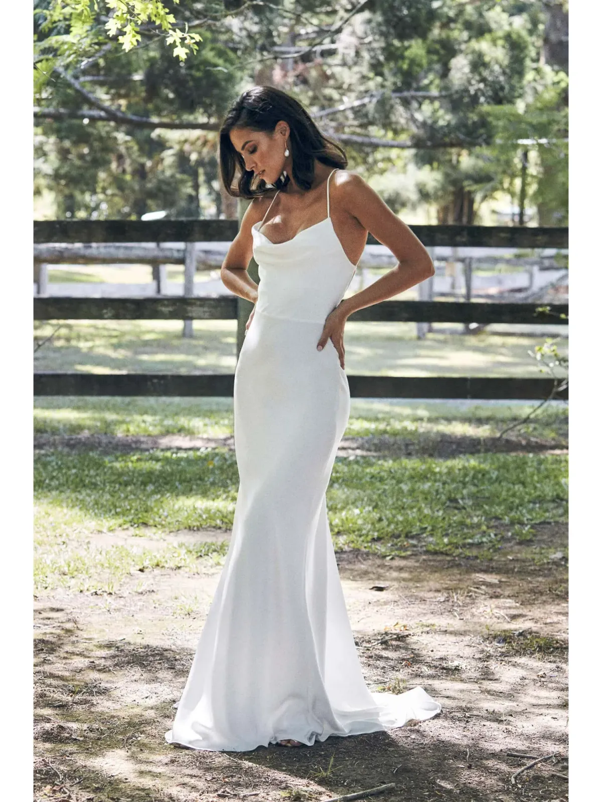 Milla Grace Loves Lace Honey Silk Inspiration Bridal Dress White Size AU 6 - Image 1