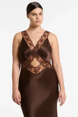 Sir the Label Aries Cut Out Dress in Chocolate Size 3 / AU 12 for rent on The Volte - image 5