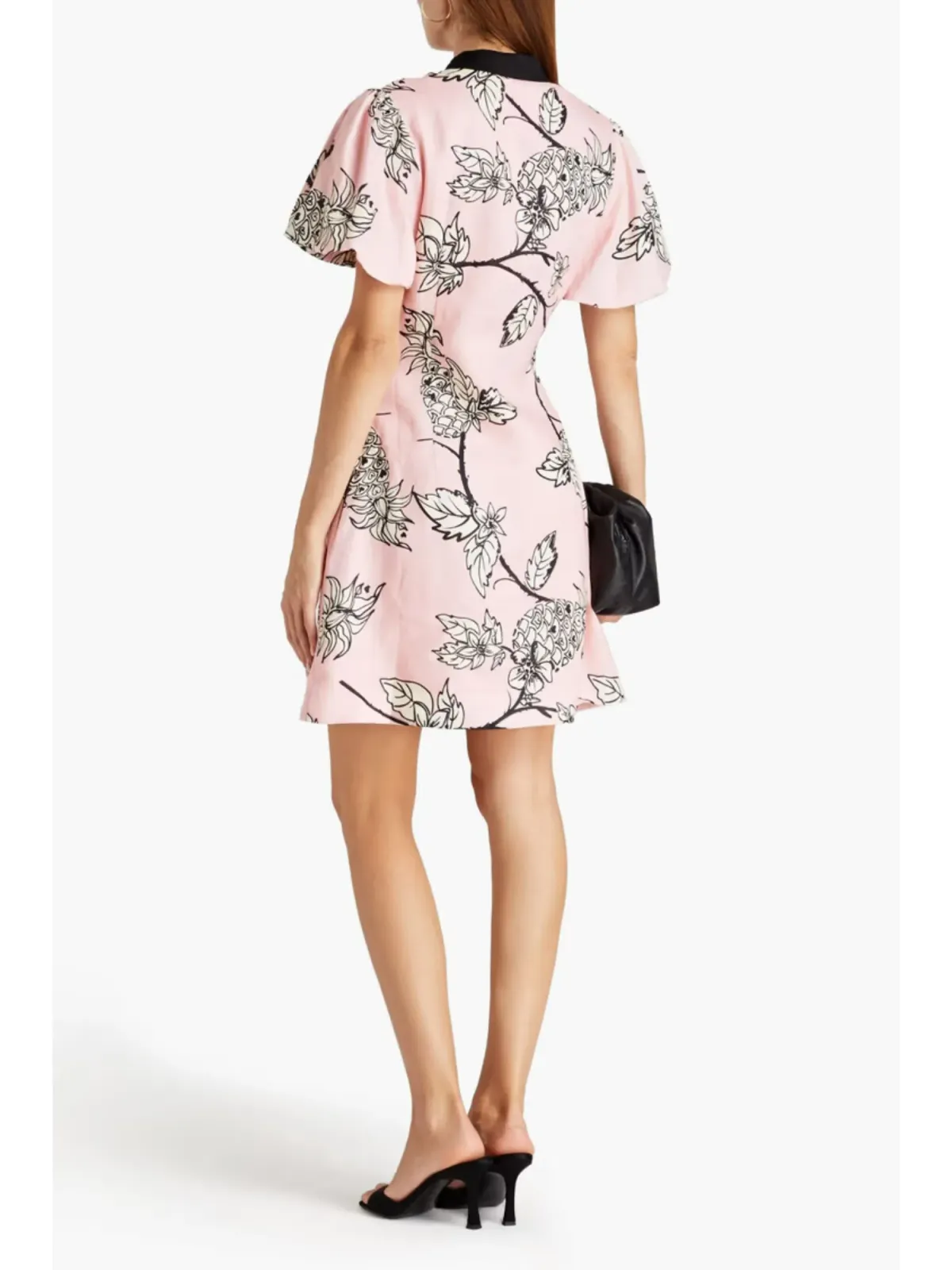 Leo Lin Pina Short Dress Printed Linen Mini Dress Pink Size AU 10 - Image 2